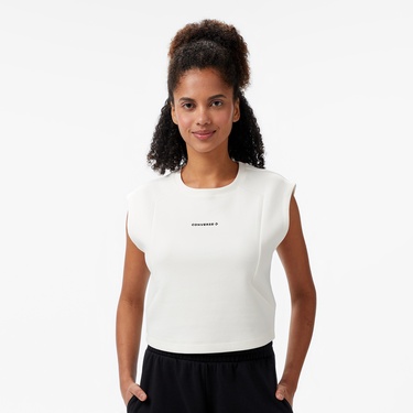  Converse Star Chevron Baskılı Kadın Beyaz T-Shirt