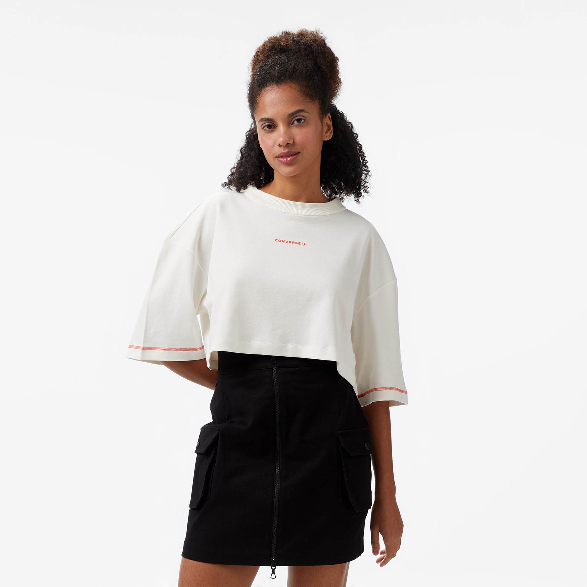 Converse Star Chevron Baskılı Kadın Beyaz T-Shirt