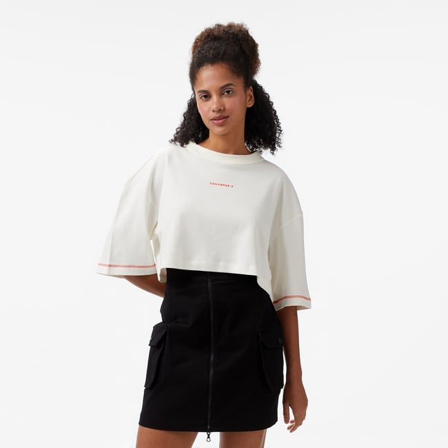  Converse Star Chevron Baskılı Kadın Beyaz T-Shirt