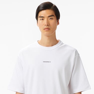  Converse Star Chevron Baskılı Oversize Fit Erkek Beyaz T-Shirt