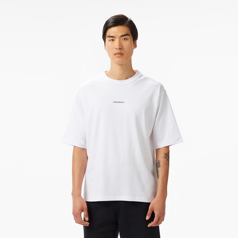  Converse Star Chevron Baskılı Oversize Fit Erkek Beyaz T-Shirt