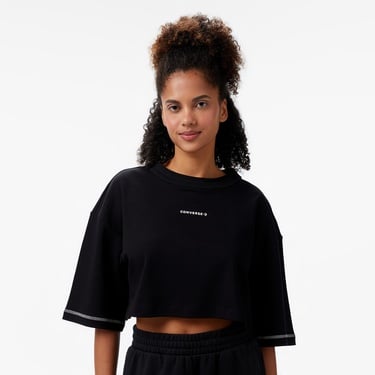  Converse Star Chevron Baskılı Kadın Siyah T-Shirt