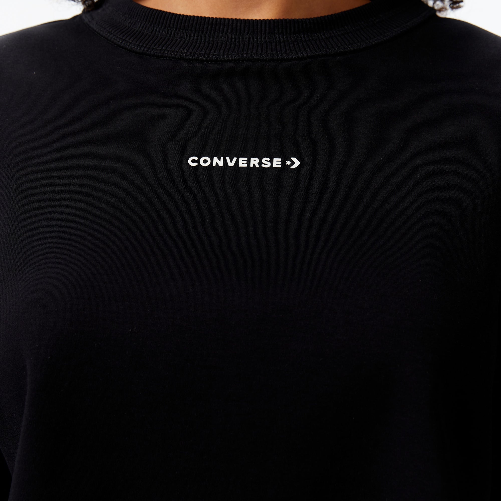 Converse Star Chevron Baskılı Kadın Siyah T-Shirt