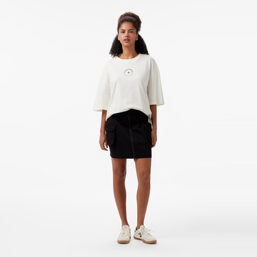  Converse Star Chevron Baskılı Oversize Fit Kadın Beyaz T-Shirt