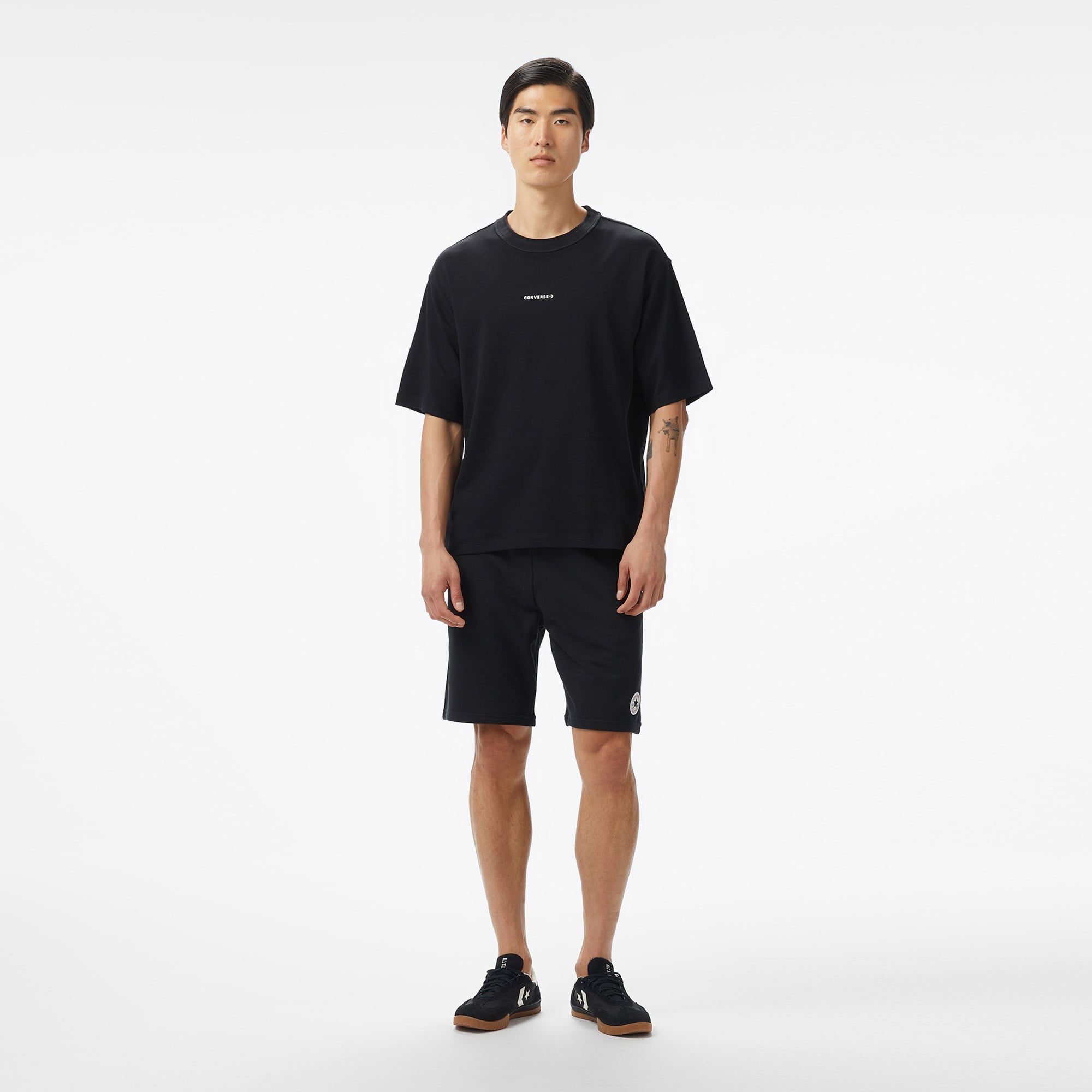 Converse Star Chevron Baskılı Oversize Fit Erkek Siyah T-Shirt