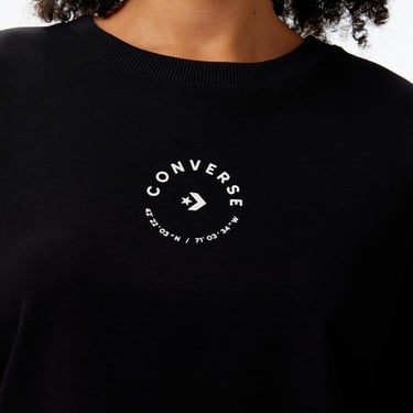  Converse Star Chevron Baskılı Oversize Fit Kadın Siyah T-Shirt