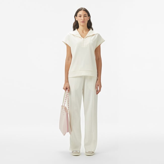  Lacoste Kadın Loose Fit Beyaz Eşofman Altı