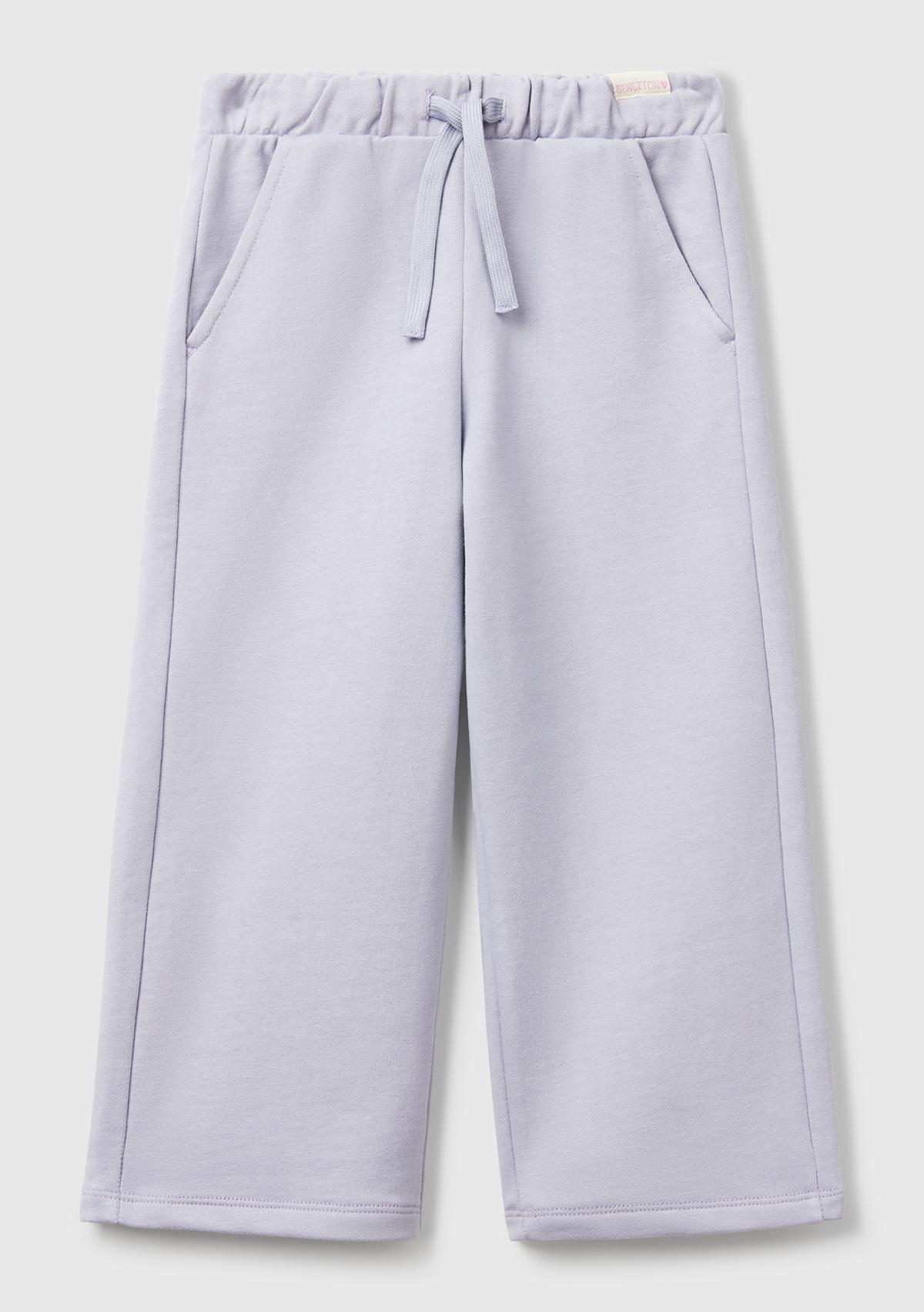  Kız Çocuk Lila Beli İpli Cepli Etiket Logolu Bol Paça Eşofman Altı