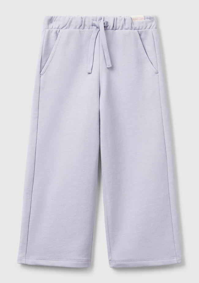  Kız Çocuk Lila Beli İpli Cepli Etiket Logolu Bol Paça Eşofman Altı