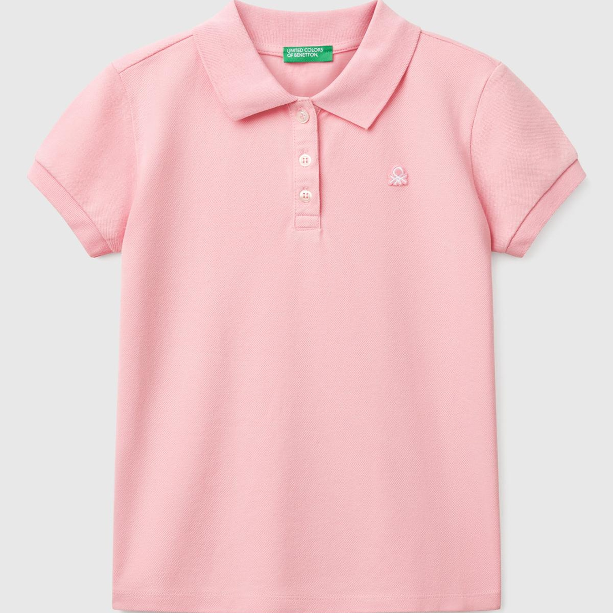 Kız Çocuk Pembe Logolu Pike Polo T-Shirt