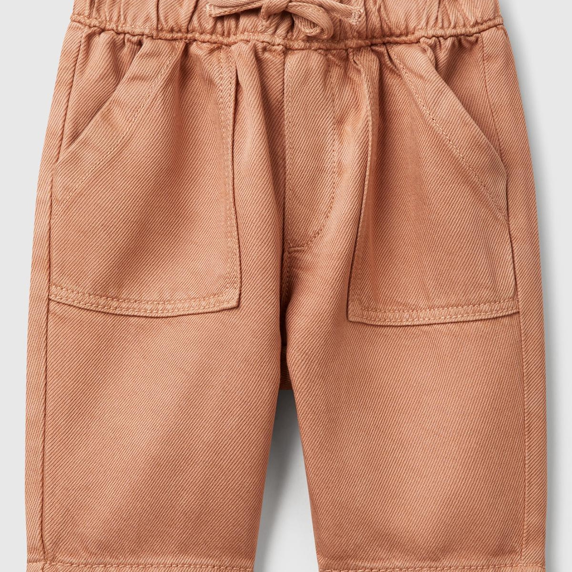 Bebek Tarçın Logo Detaylı Beli Lastikli Büzgü İpli Yama Cepli Pantolon