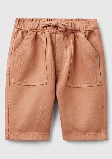  Bebek Tarçın Logo Detaylı Beli Lastikli Büzgü İpli Yama Cepli Pantolon