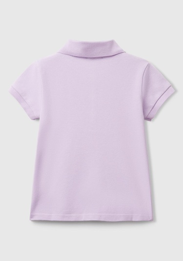  Kız Çocuk Lila Logolu Pike Polo T-Shirt