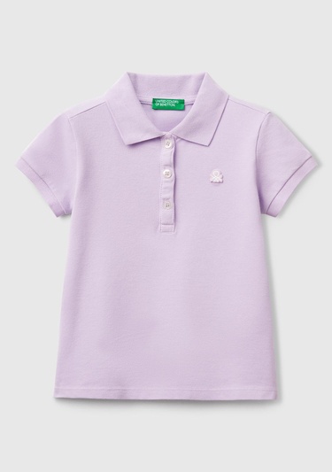  Kız Çocuk Lila Logolu Pike Polo T-Shirt