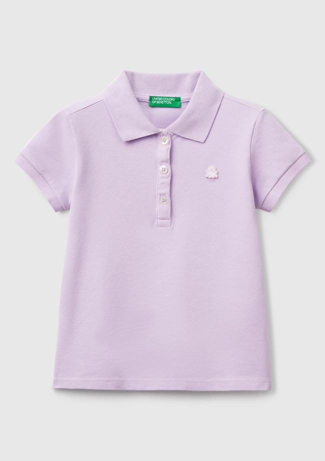  Kız Çocuk Lila Logolu Pike Polo T-Shirt