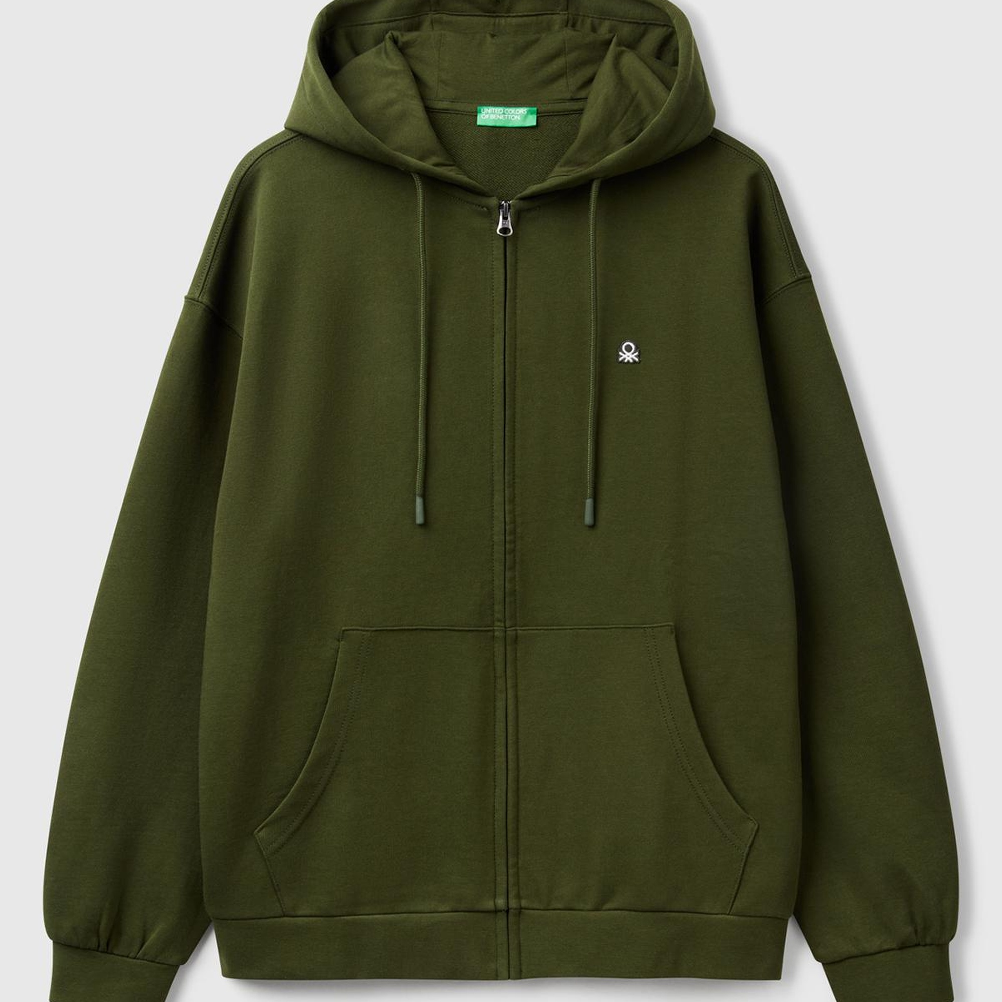 Erkek %100 Pamuk Dar Kesim Fermuarlı Kapüşonlu Sweatshirt