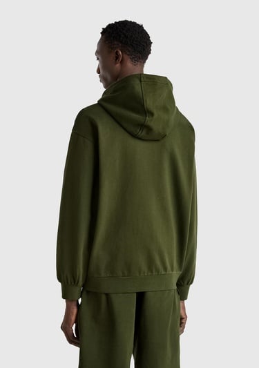  Erkek %100 Pamuk Dar Kesim Fermuarlı Kapüşonlu Sweatshirt