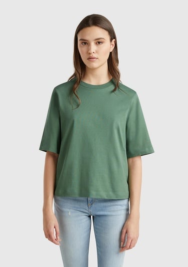  Kadın Açık Yeşil %100 Koton Boxy Fit T-Shirt