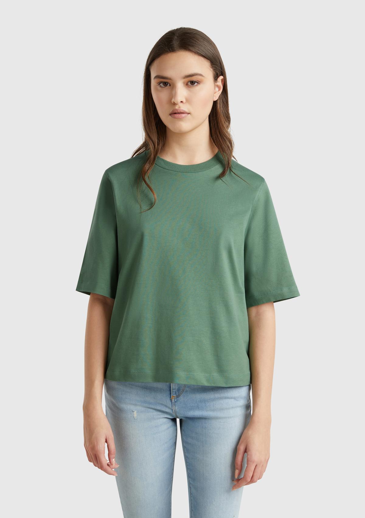  Kadın Açık Yeşil %100 Koton Boxy Fit T-Shirt