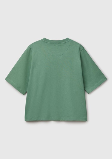  Kadın Açık Yeşil %100 Koton Boxy Fit T-Shirt