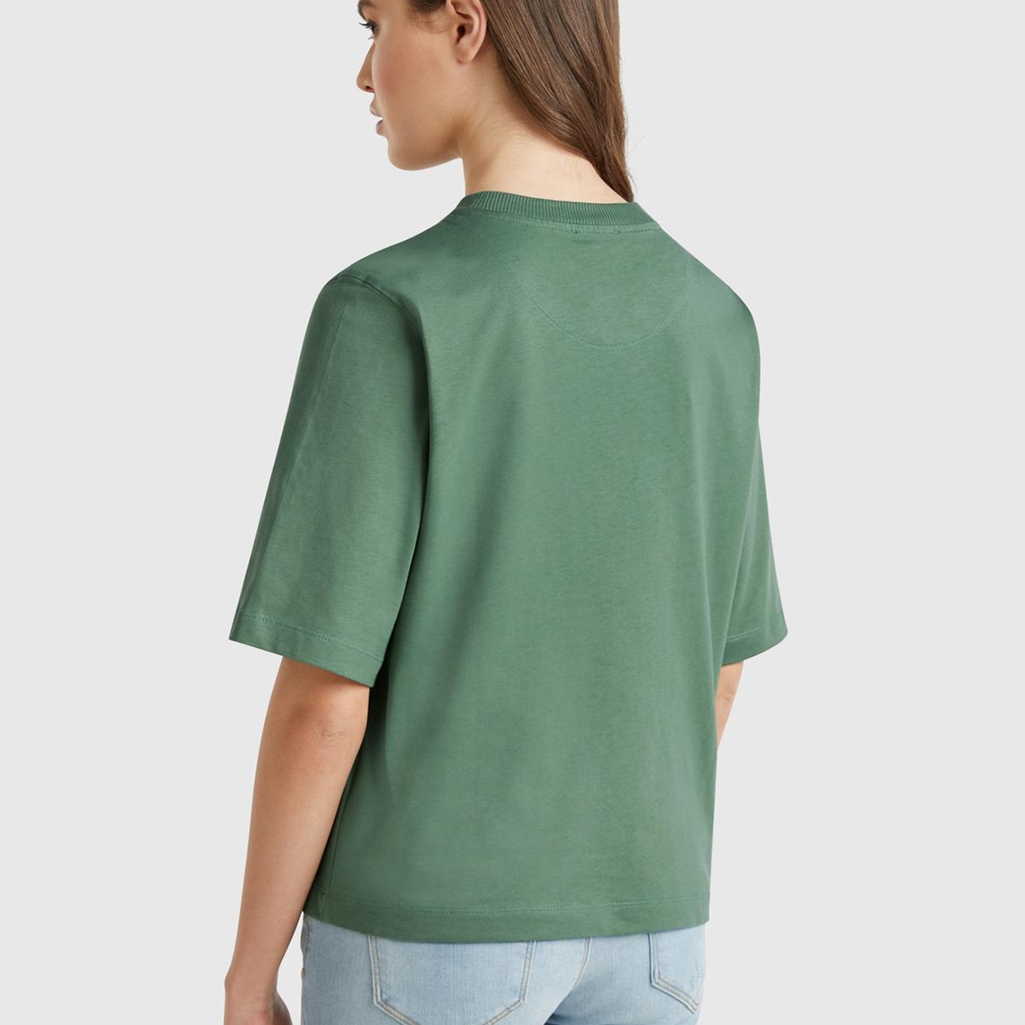 Kadın Açık Yeşil %100 Koton Boxy Fit T-Shirt