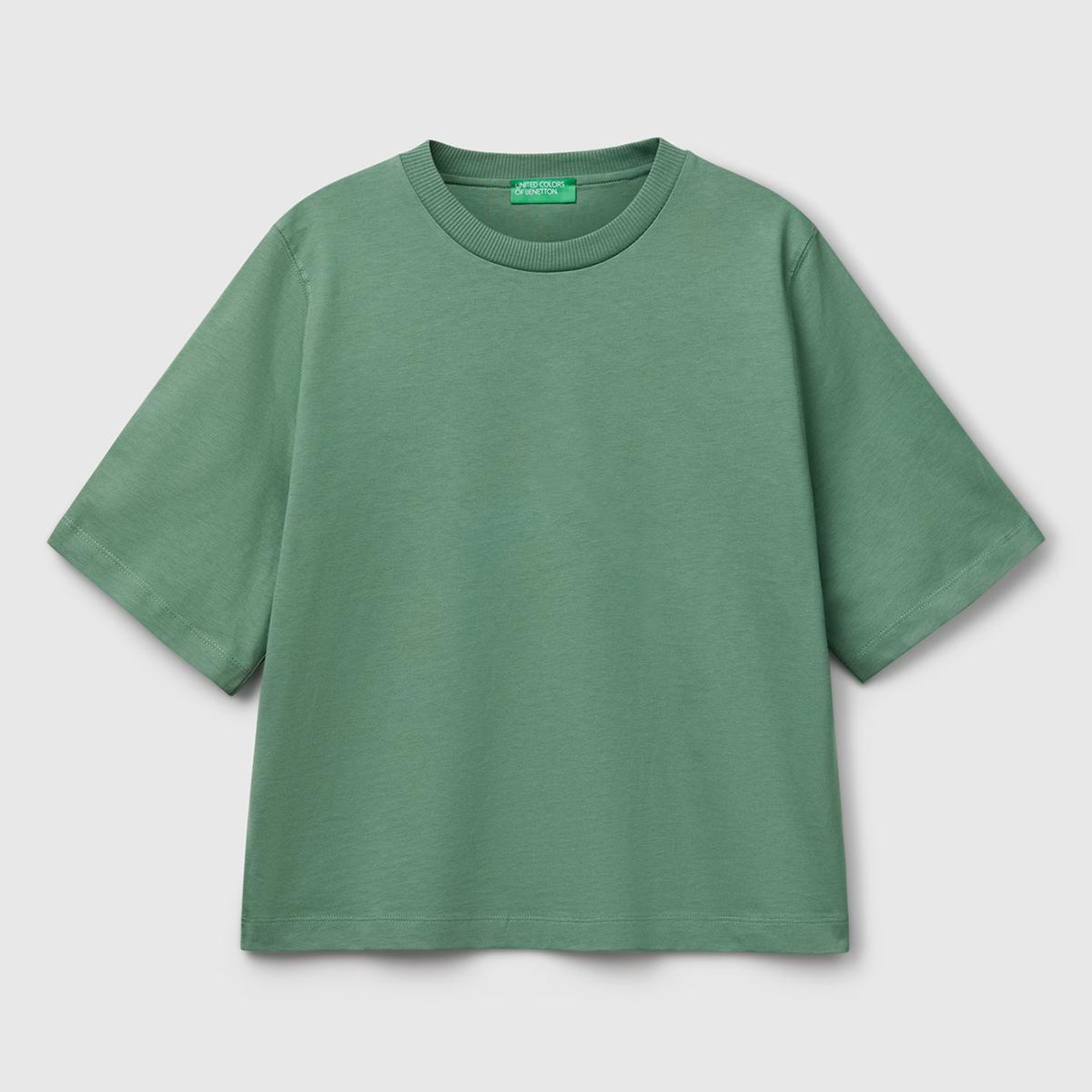 Kadın Açık Yeşil %100 Koton Boxy Fit T-Shirt