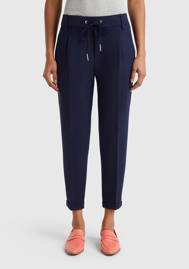  Kadın Lacivert  Beli Lastikli Pantolon