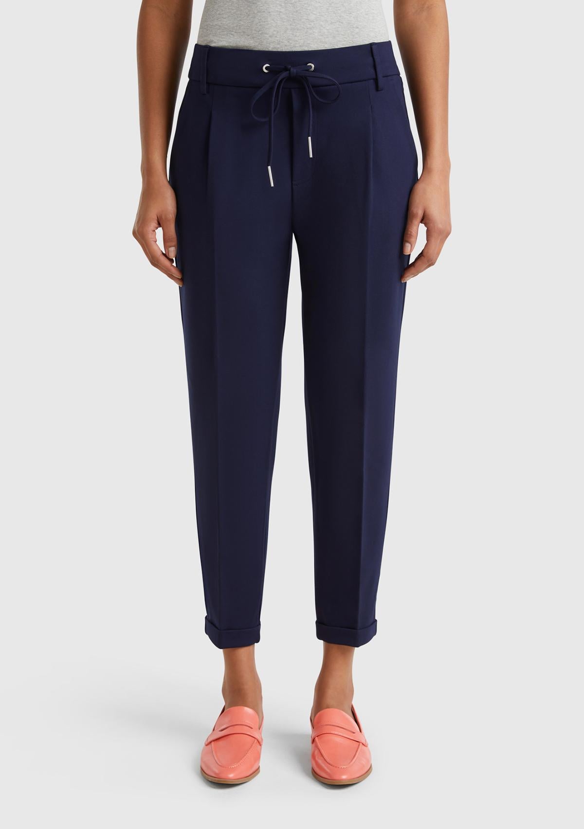  Kadın Lacivert  Beli Lastikli Pantolon