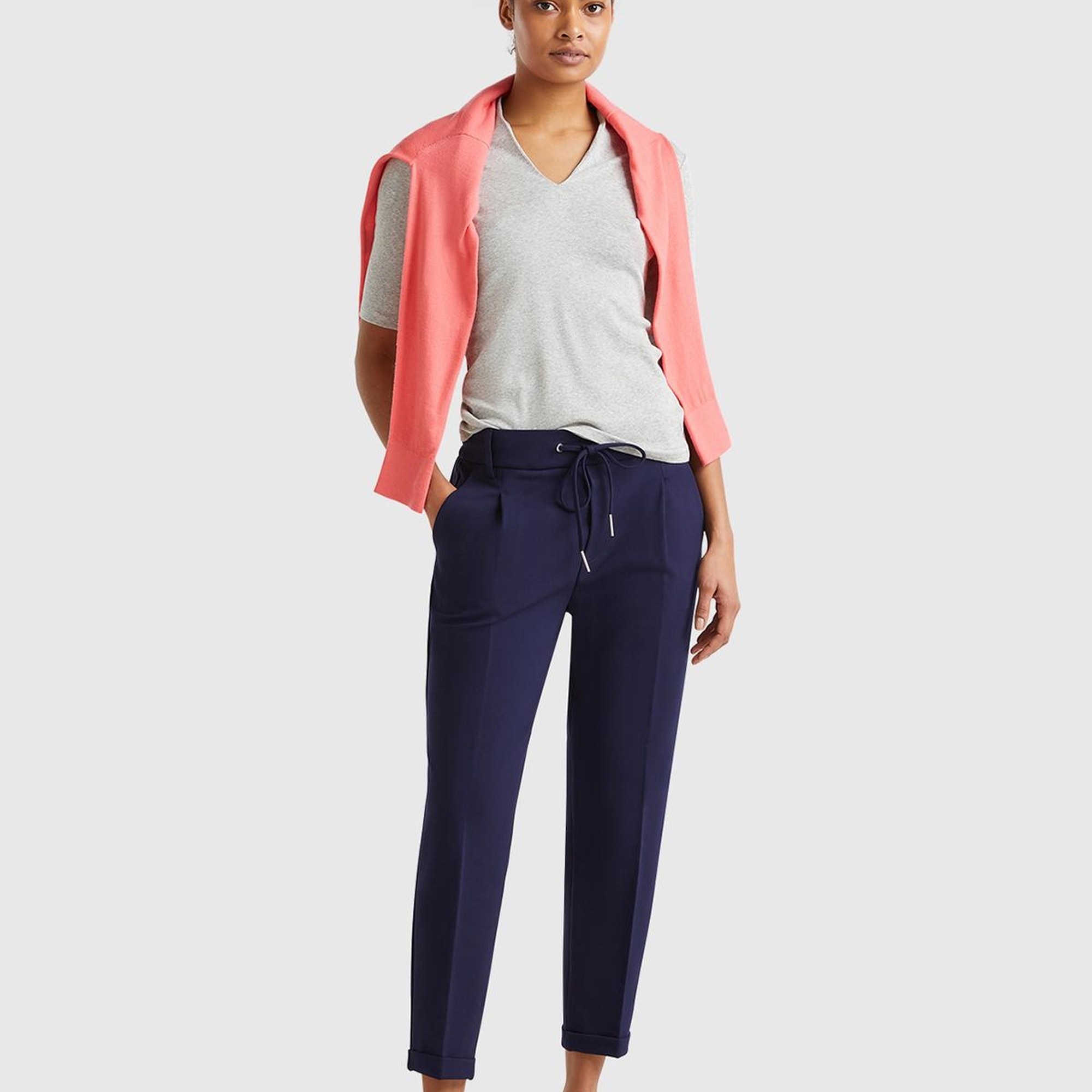 Kadın Lacivert  Beli Lastikli Pantolon