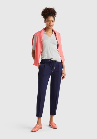  Kadın Lacivert  Beli Lastikli Pantolon
