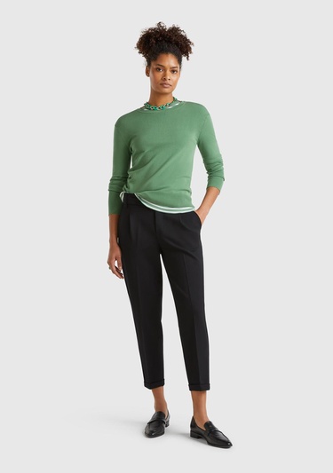  Kadın Siyah  Beli Lastikli Pantolon