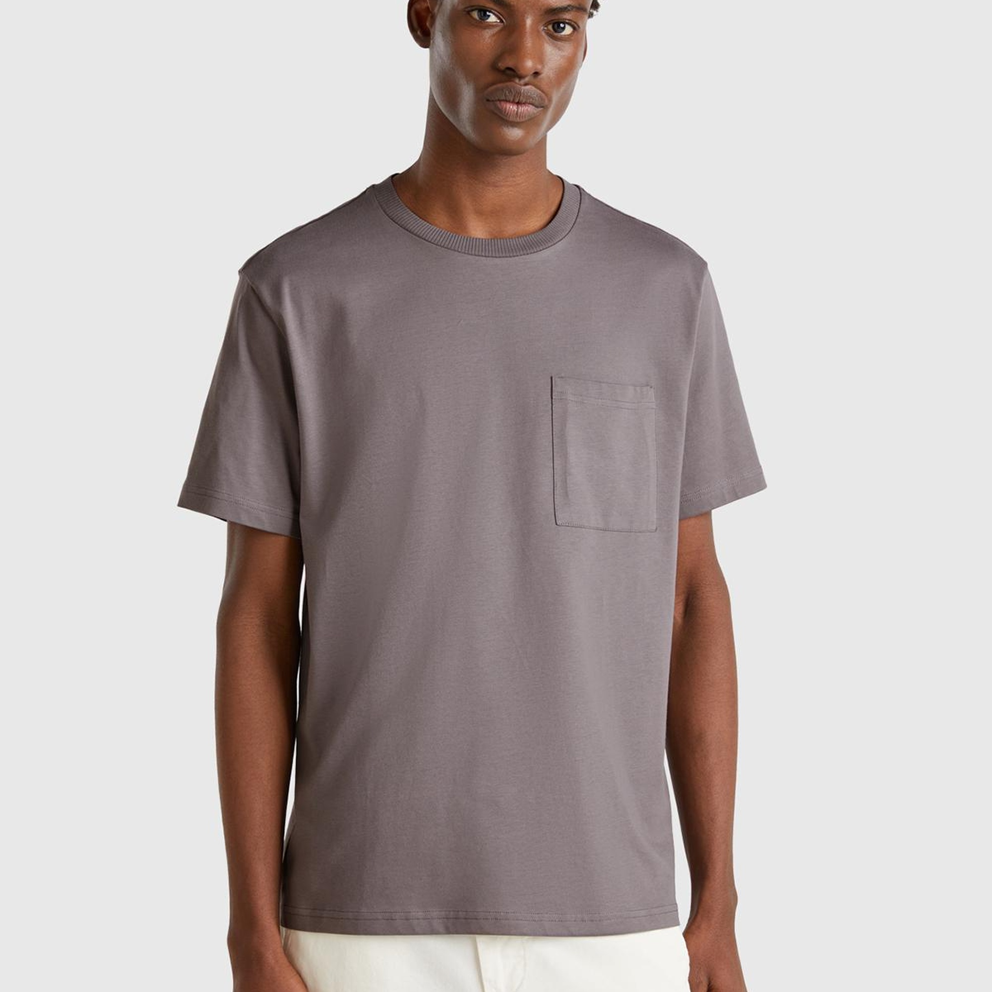 Erkek Antrasit %100 Pamuk Yama Cep Detaylı Oversize T-Shirt
