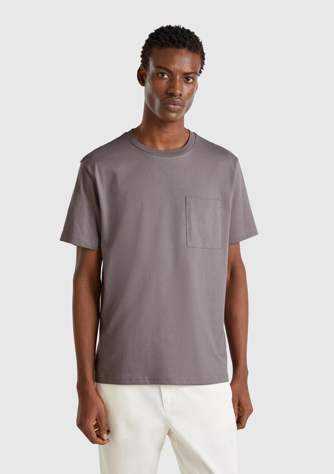 Erkek Antrasit %100 Pamuk Yama Cep Detaylı Oversize T-Shirt