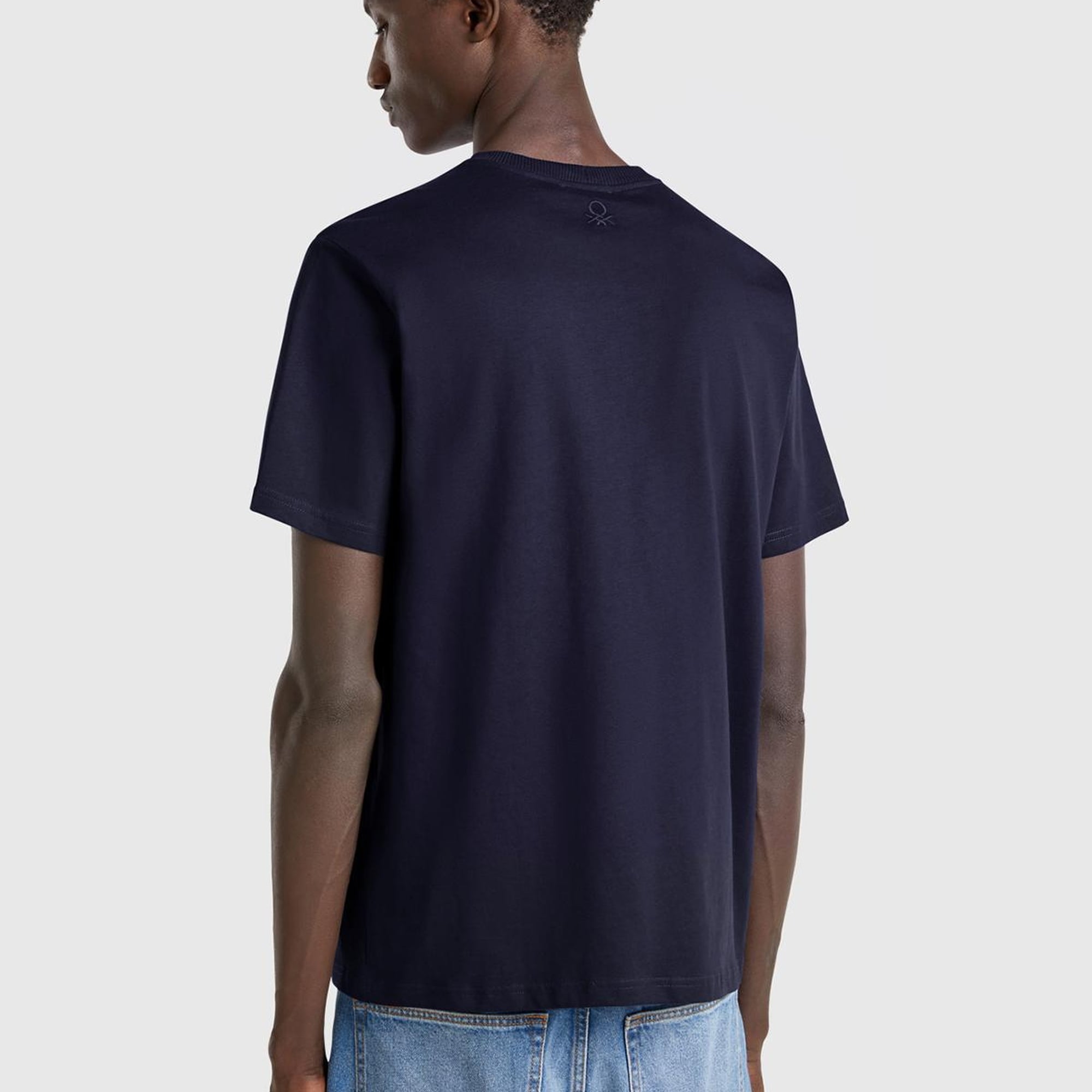 Erkek Lacivert %100 Pamuk Yama Cep Detaylı Oversize T-Shirt