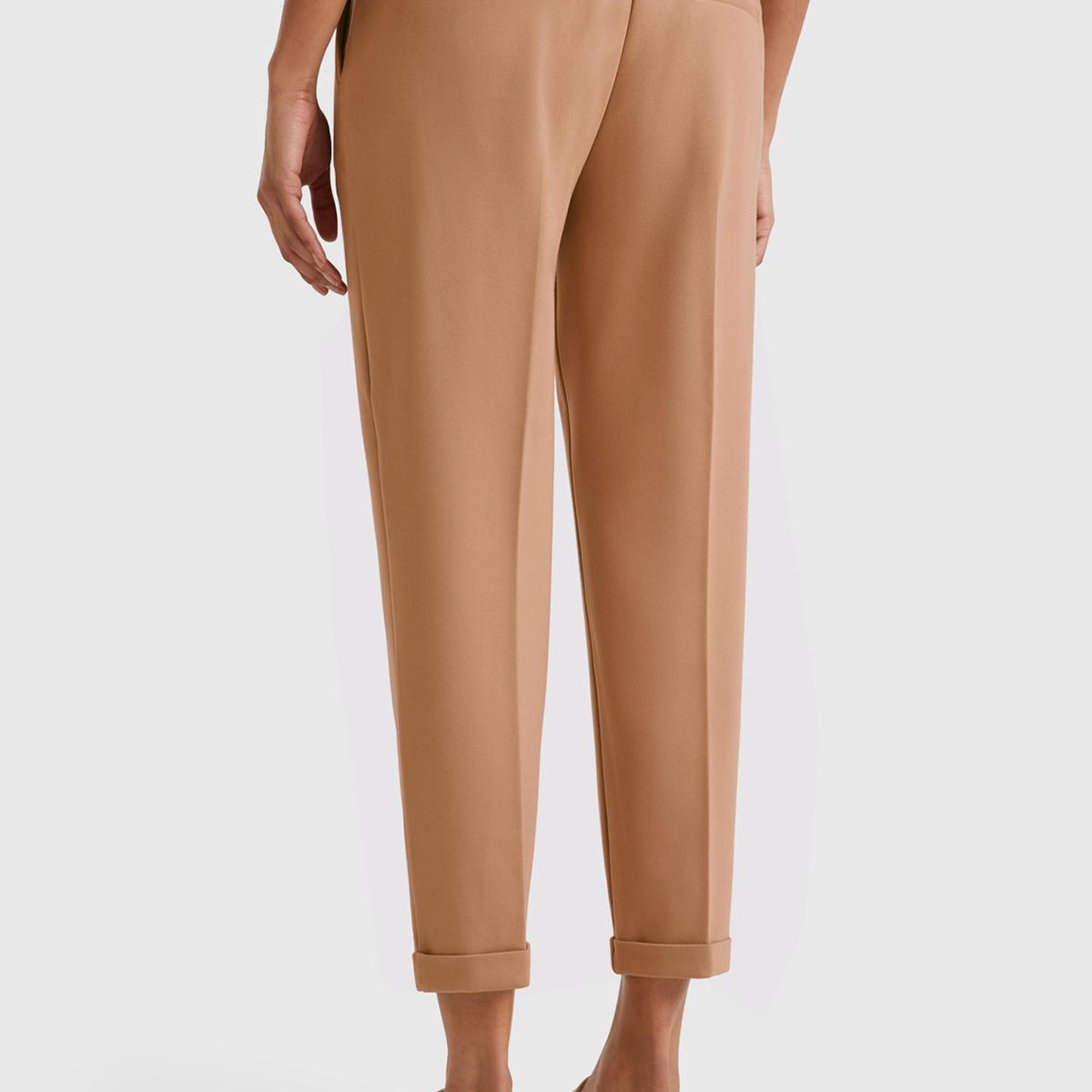 Kadın Bej  Beli Lastikli Pantolon