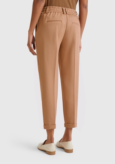  Kadın Bej  Beli Lastikli Pantolon
