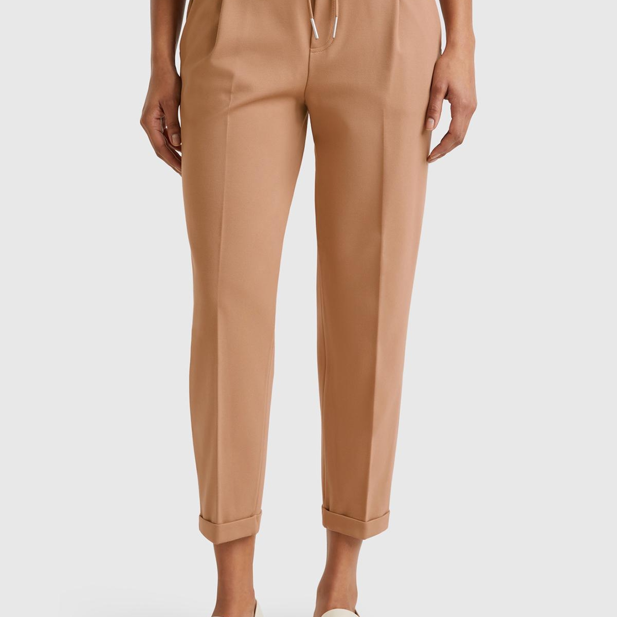 Kadın Bej  Beli Lastikli Pantolon