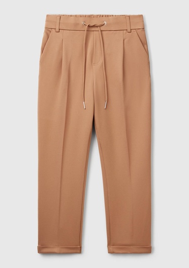  Kadın Bej  Beli Lastikli Pantolon
