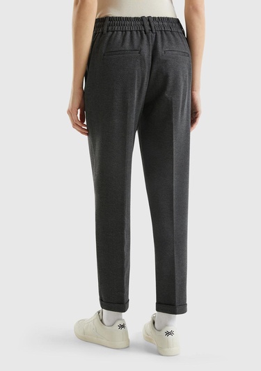  Kadın Antrasit  Beli Lastikli Pantolon