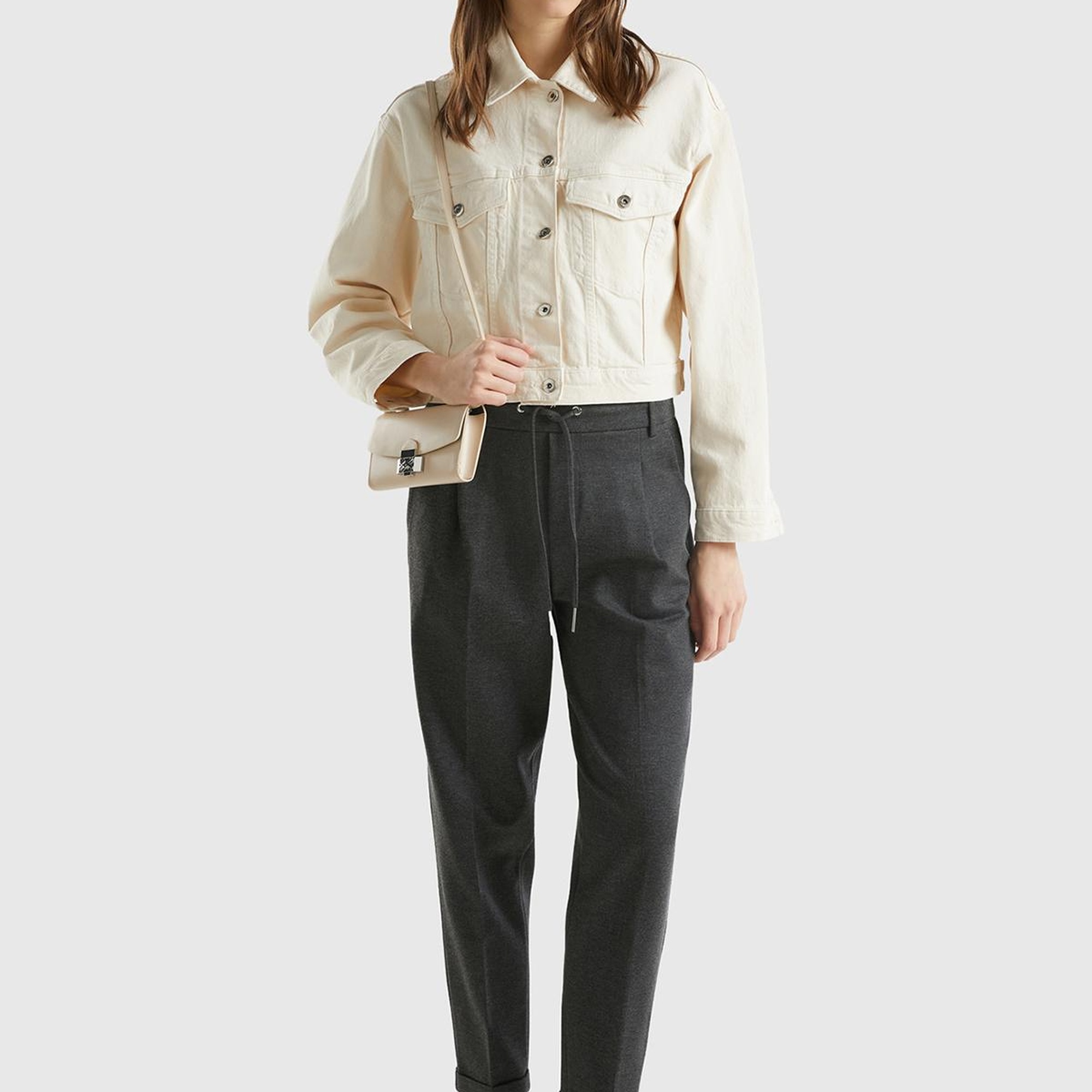 Kadın Antrasit  Beli Lastikli Pantolon