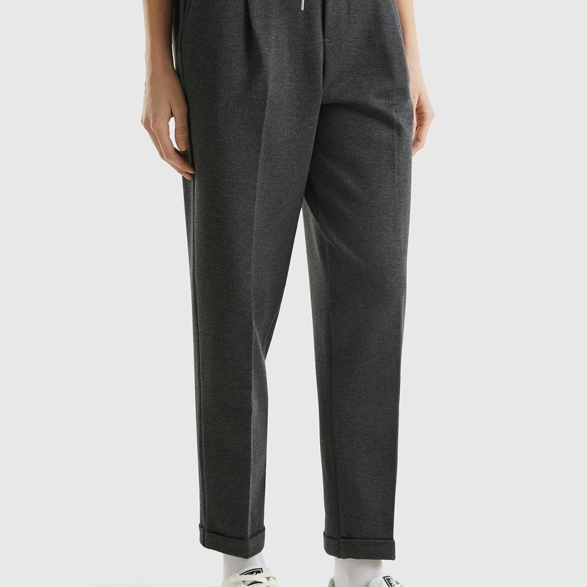 Kadın Antrasit  Beli Lastikli Pantolon