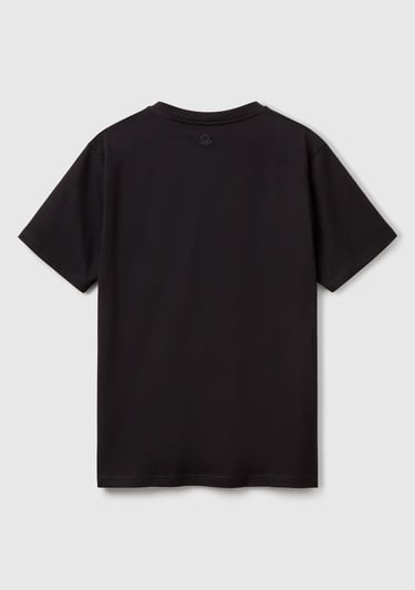  Erkek Siyah %100 Pamuk Yama Cep Detaylı Oversize T-Shirt
