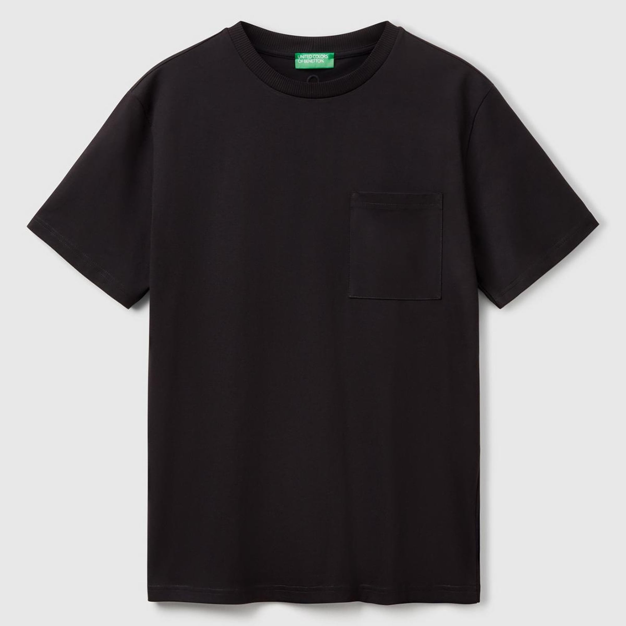 Erkek Siyah %100 Pamuk Yama Cep Detaylı Oversize T-Shirt