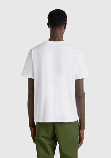  Erkek Beyaz %100 Pamuk Yama Cep Detaylı Oversize T-Shirt