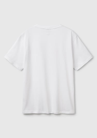  Erkek Beyaz %100 Pamuk Yama Cep Detaylı Oversize T-Shirt