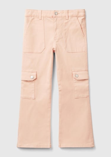  Kız Çocuk Toz Pembe İşlemeli Logo Detaylı Cep Detaylı Pantolon