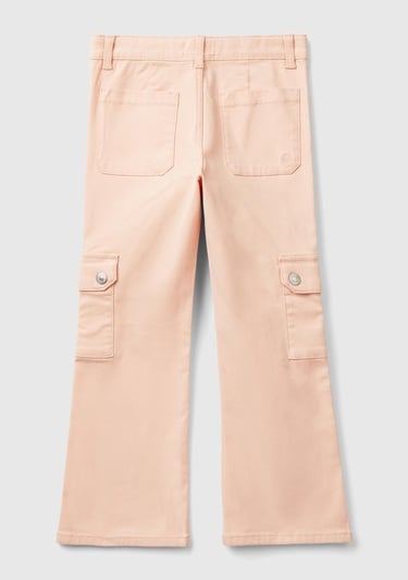  Kız Çocuk Toz Pembe İşlemeli Logo Detaylı Cep Detaylı Pantolon