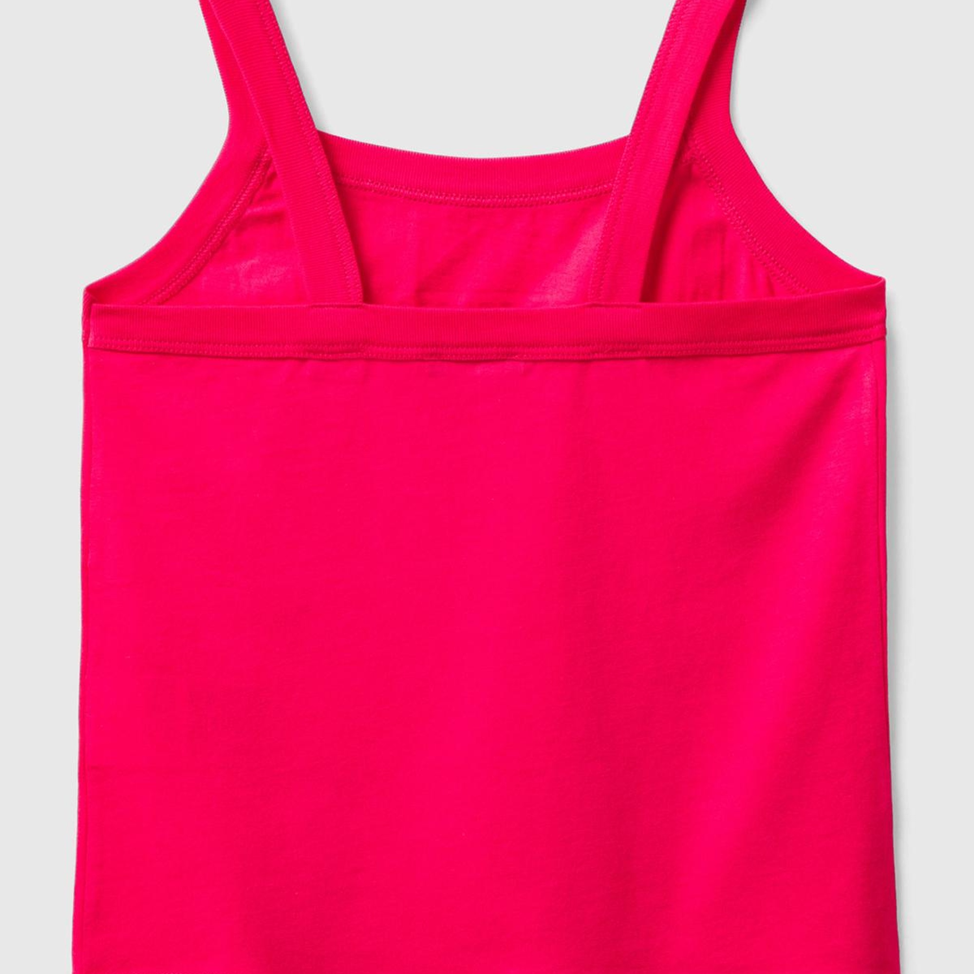 Kız Çocuk Fuşya Simli Logo Baskılı İnce Askılı Atlet