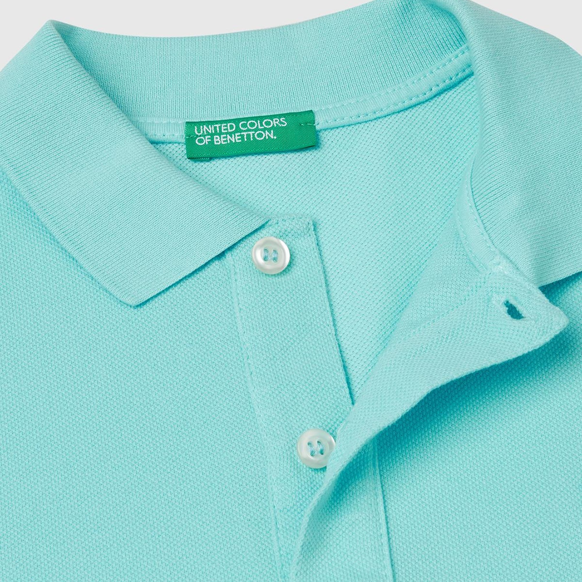 Erkek Çocuk Su Yeşili Logolu Pike Polo T-Shirt