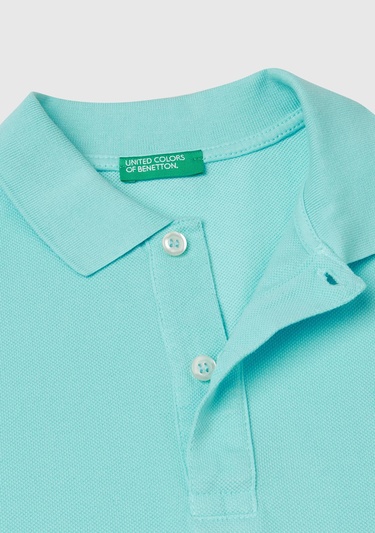  Erkek Çocuk Su Yeşili Logolu Pike Polo T-Shirt